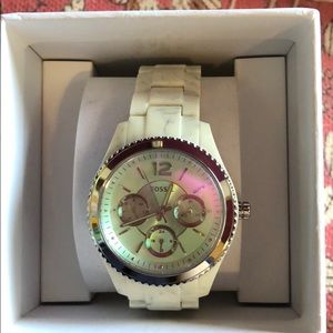 Fossil Stella Silver Dial Acetate Watch